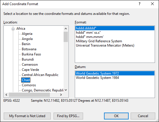 ExpertGPS is a batch coordinate converter for Chadian GPS, GIS, and CAD coordinate formats.