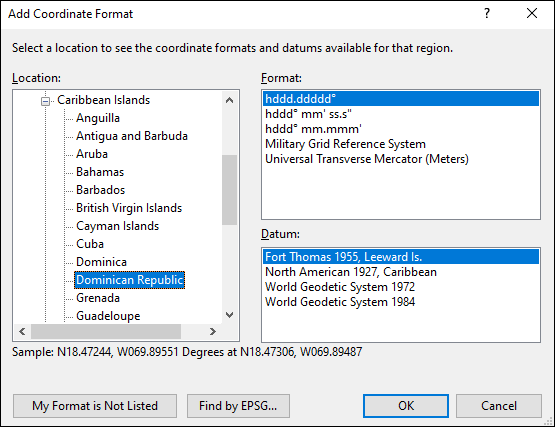 ExpertGPS is a batch coordinate converter for Dominican GPS, GIS, and CAD coordinate formats.