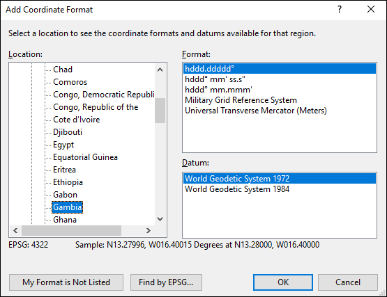 ExpertGPS is a batch coordinate converter for Gambian GPS, GIS, and CAD coordinate formats.