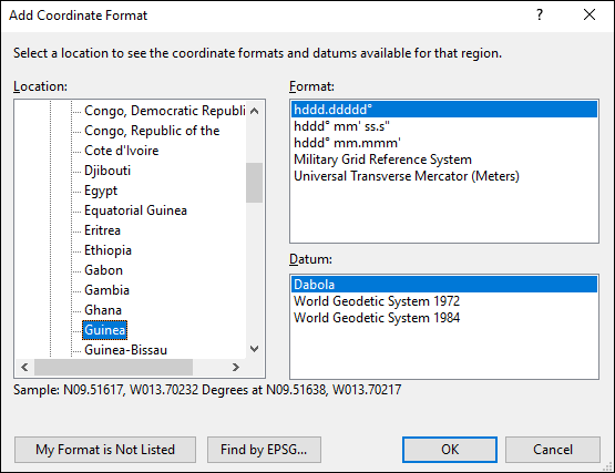 ExpertGPS is a batch coordinate converter for Guinean GPS, GIS, and CAD coordinate formats.