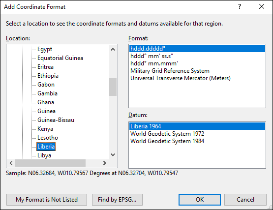ExpertGPS is a batch coordinate converter for Liberian GPS, GIS, and CAD coordinate formats.