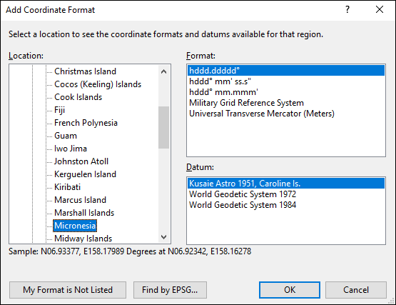 ExpertGPS is a batch coordinate converter for Micronesian GPS, GIS, and CAD coordinate formats.