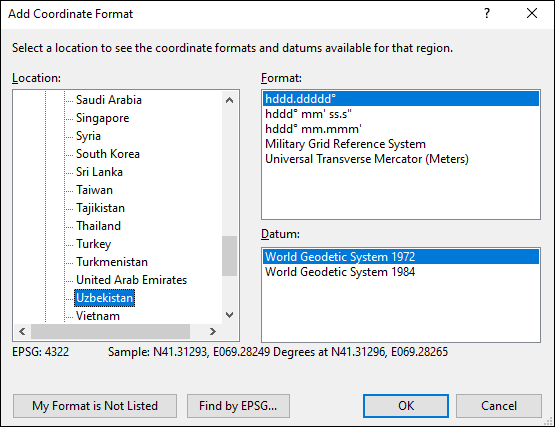 ExpertGPS is a batch coordinate converter for Uzbekistan GPS, GIS, and CAD coordinate formats.