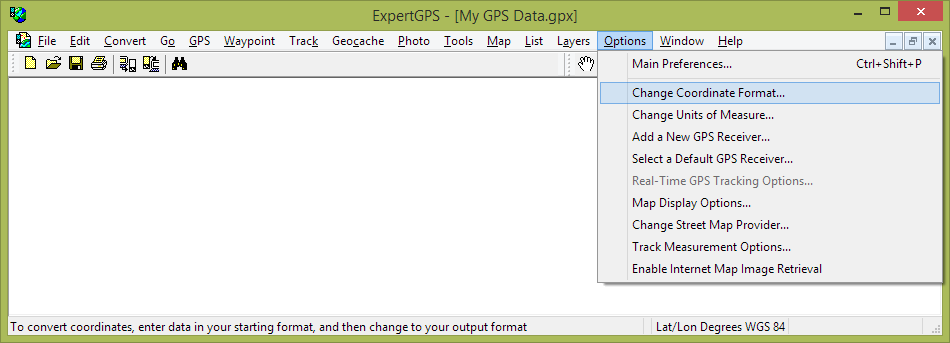 Convert using ExpertGPS