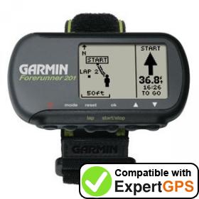 Download data from your Garmin Forerunner 201 with ExpertGPS Download your Garmin Forerunner 201 waypoints and tracklogs and create maps with ExpertGPS
