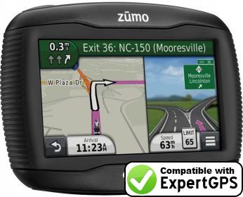 Download data from your Garmin zumo 350LM with ExpertGPS Download your Garmin zumo 350LM waypoints and tracklogs and create maps with ExpertGPS