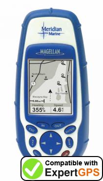 Download data from your Magellan Meridian Marine with ExpertGPS Download your Magellan Meridian Marine waypoints and tracklogs and create maps with ExpertGPS
