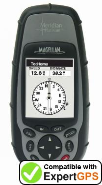 Download data from your Magellan Meridian Platinum with ExpertGPS Download your Magellan Meridian Platinum waypoints and tracklogs and create maps with ExpertGPS