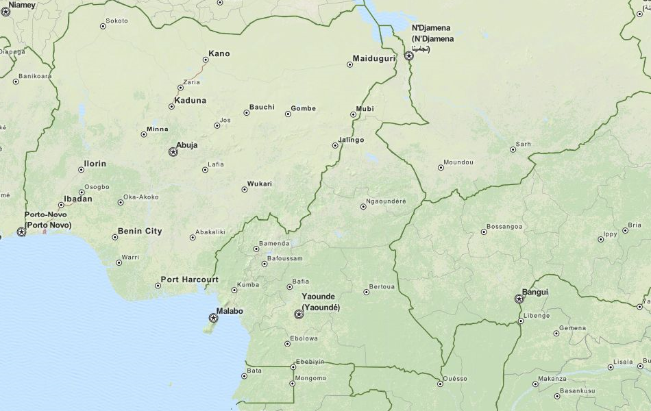 Map of Cameroon in ExpertGPS GPS Mapping Software