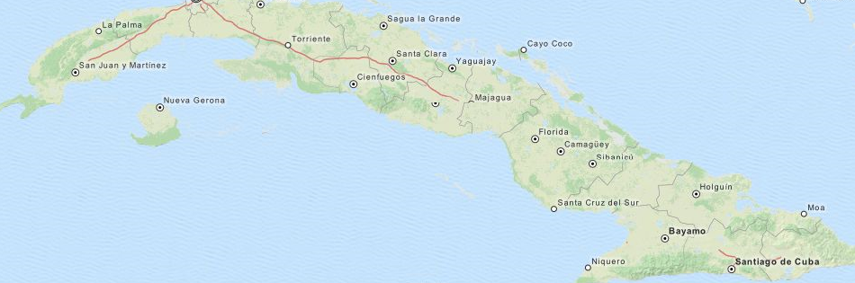 Map of Cuba in ExpertGPS GPS Mapping Software