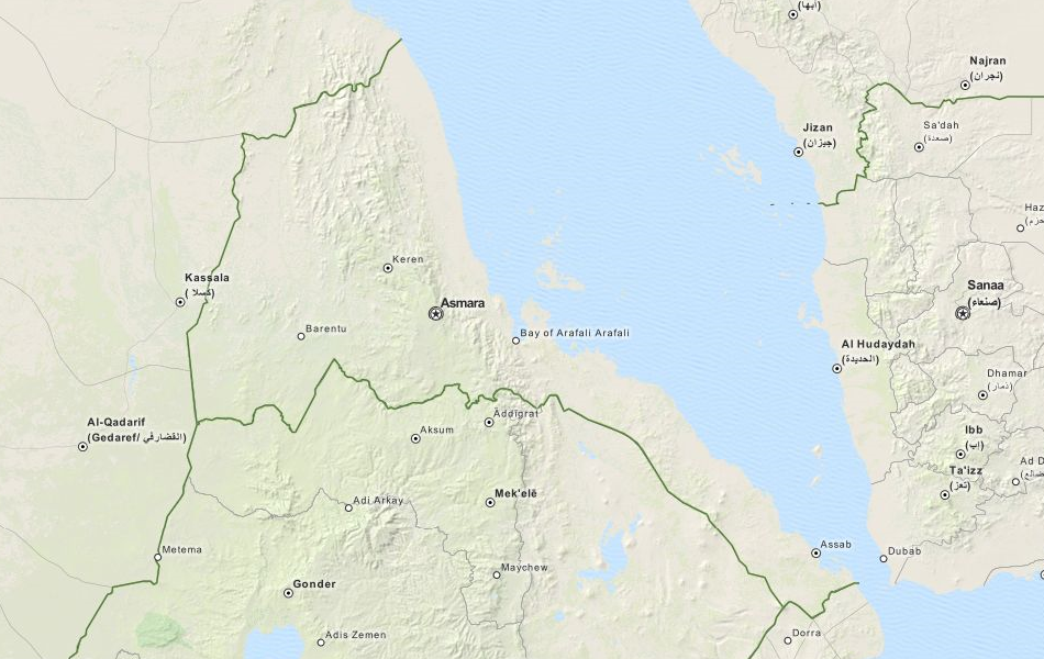 Map of Eritrea in ExpertGPS GPS Mapping Software