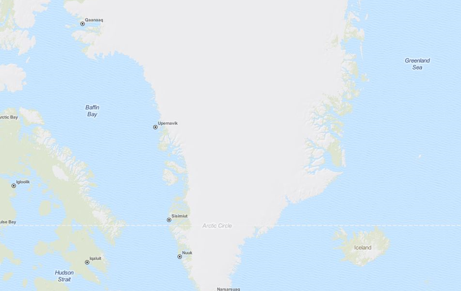 Map of Greenland in ExpertGPS GPS Mapping Software