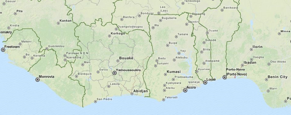 Map of Guinea in ExpertGPS GPS Mapping Software