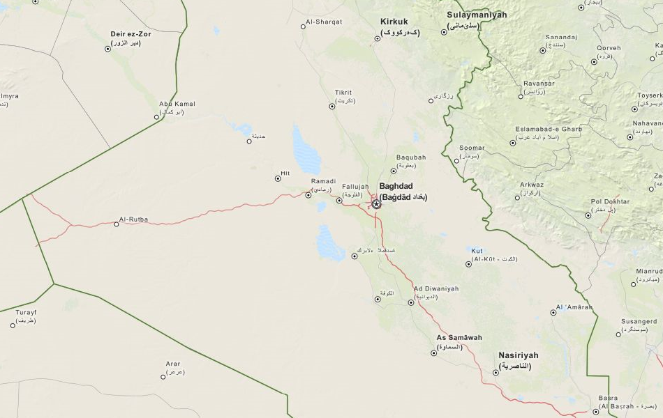 Map of Iraq in ExpertGPS GPS Mapping Software