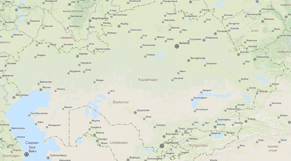 Map of Kazakhstan in ExpertGPS GPS Mapping Software