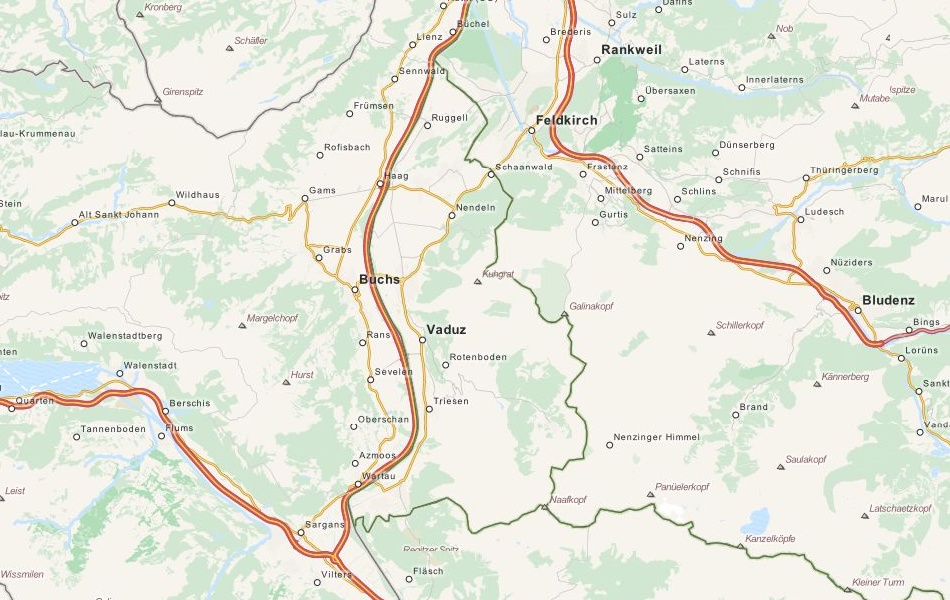 Map of Liechtenstein in ExpertGPS GPS Mapping Software